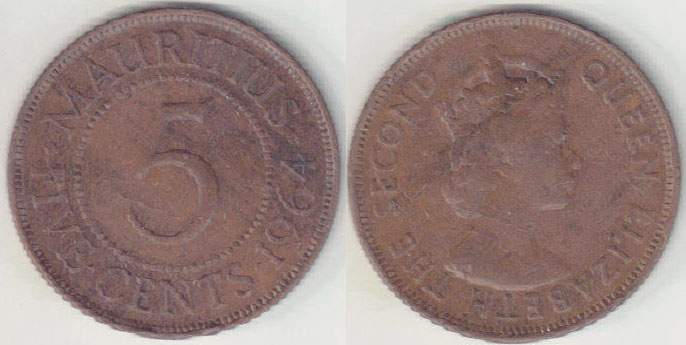 1964 Mauritius 5 Cents A004112